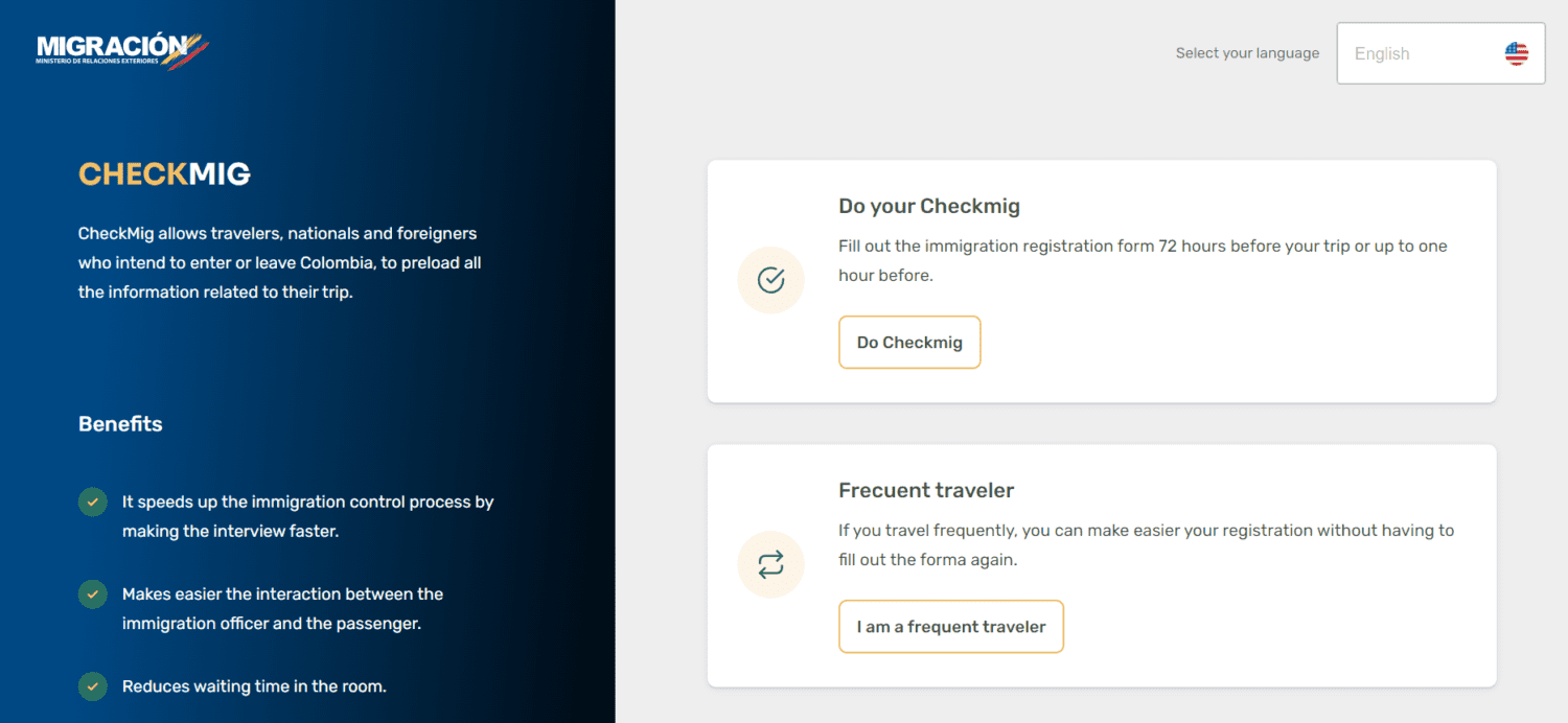 CheckMig Form for Colombia